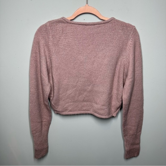 For Love And Lemons Mila Twist Front Crop Sweater In Dusty Rose - Picture 6 of 8